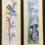 Blue Tit and Puppy with daisies Size 7" x 2"