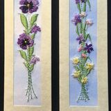 Purple pansy and Iris with tulips Size 7"x2"
