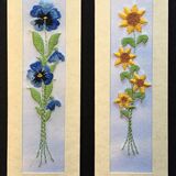 Blue Pansy and Sunflower Size 7"x2"