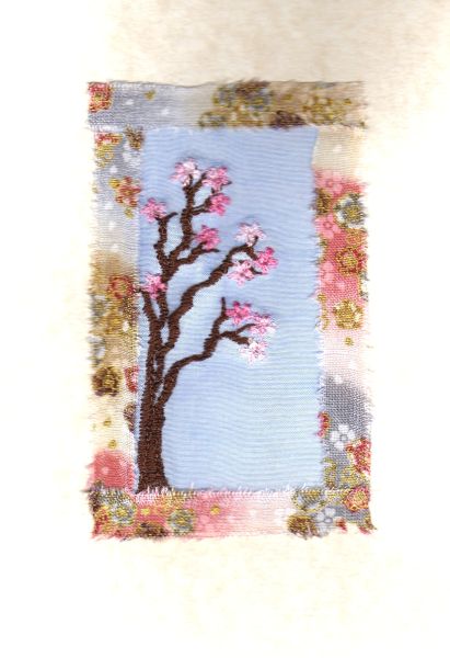 Pink blossom with oriental print