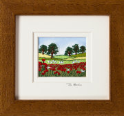 Poppy field with sheep Mount size 5.25"x4.75"