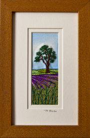 Tree in lavender field. Mount size 7.75" x 4.75"