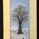 Sheep in snow landscape Size 7"x2"