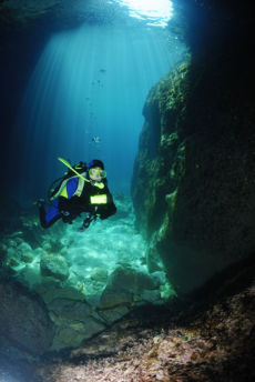 Entering the Paleokastritsa Caves