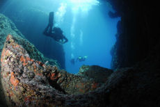 Exiting the caves, Paleokastritsa, Corfu