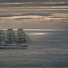 Tall ship sailing off Cornish coast