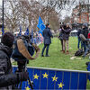 Media circus on College Green, Westminster after final EU vote