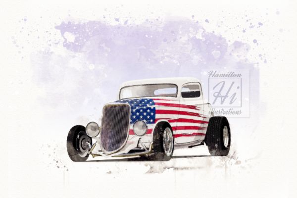 1934 Ford US Flag illustration