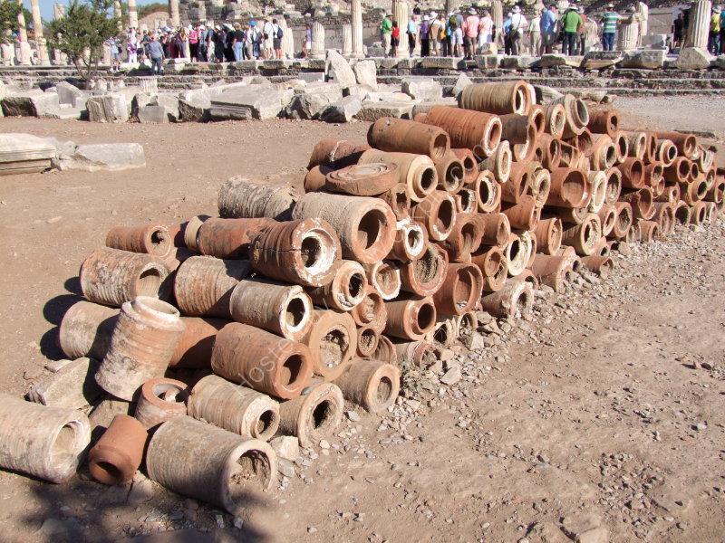 Roman clay water pipes, Ephesus