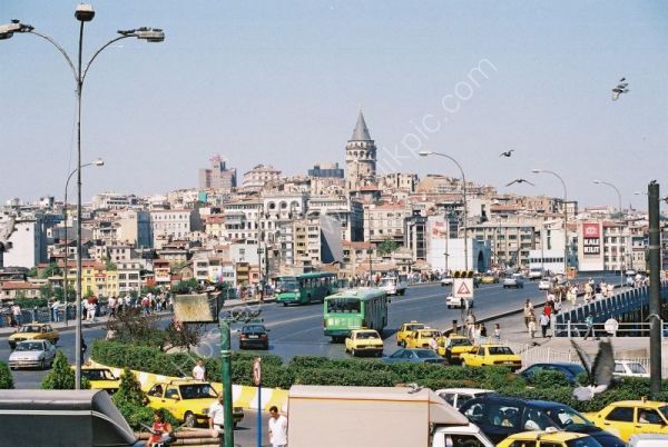 Euopean Side of Istanbul with Galata Bridge & Galata Tower in Background, Turkey