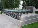 Display of different cannons within the Kremlin