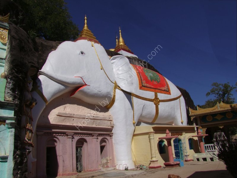 White Elephant at Pakokku Rock Cave Temples