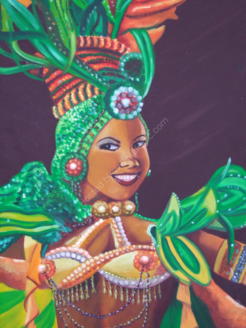 Painting of Tropicana Dancer, Prado, Havana