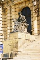 Statue at Entrance to Rudolfinum, Old Town, Prague