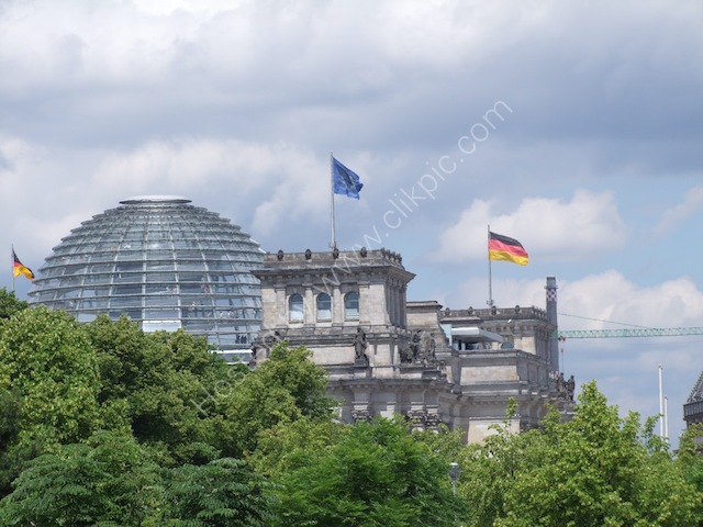 Reichstag Dome viewed from Brandenburg Gate, Berlin