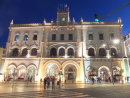 Facade of Rossio Train Station at Night