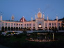 Asian Building & Fountain at Night