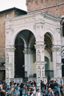 Entrance to Loggia del Mercanzia, Piazza del Campo, Sienna, Tuscany