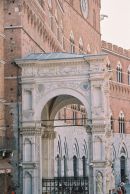 Entrance to Loggia del Mercanzia, Piazza del Campo, Sienna, Tuscany