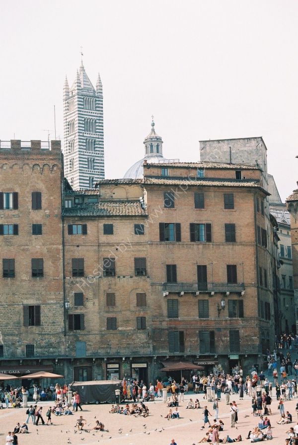 One Side of Piazza del Campo, Sienna, Tuscany