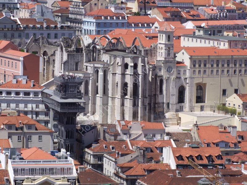 View of Cathedral do Carmo & Elevator Santa Justa