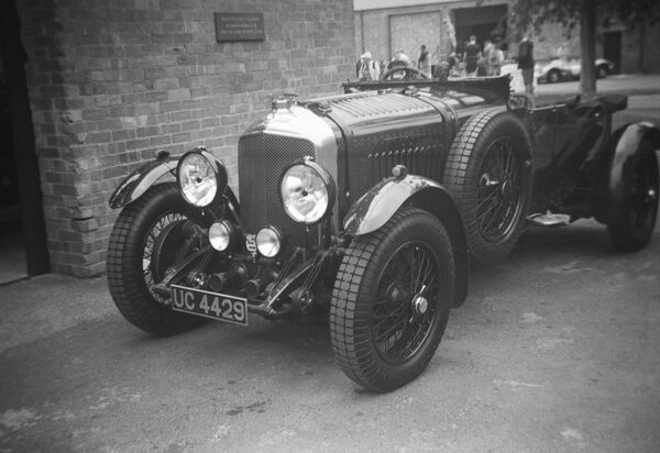 Front view of a vintage Bentley.