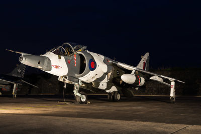 A Harrier in arctic paint scheme. Harrier at twilight.