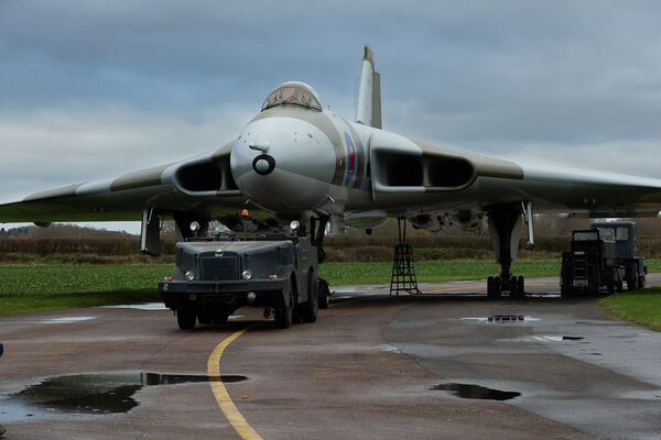 Avro Vulcan XM655 Avro Vulcan XM655 with tractor at Wellesbourne Mountford Airfield.
