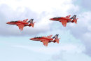 Three Red Arrows jets in formation. Red Arrows