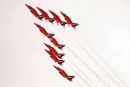 The Red Arrows in close formation. Red Arrows