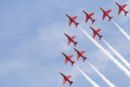The Red Arrows in a broad formation. Red Arrows