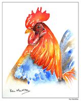 Rooster (study 3) Painting of rooster.