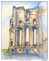 Tynemouth Priory Pen, ink and watercolour of Tynemouth Priory