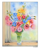 Flower study 3 Flowers in glass vase.