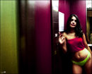 Girl at basement level.