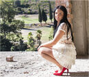 The girl in red shoes. Glyn Davies Portrait