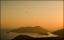 Paragliding at sunset.