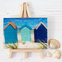 Beach Huts in Blue Greetings Card Beach Huts in Blue
