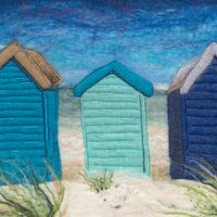 Beach Huts in Blue Giclee Print A3 Beach Huts