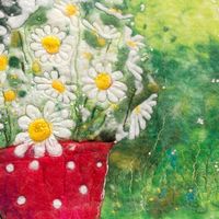 Daisies in Red Spotty Pot Giclee Print A3 Daisies