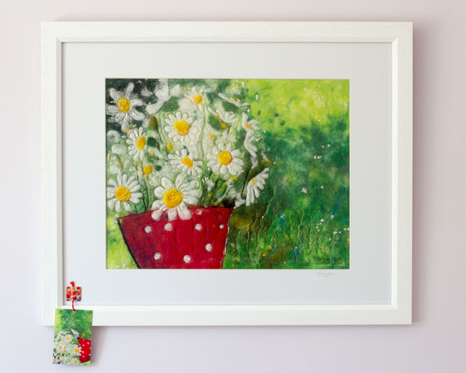 Daisies in Red Spotty Pot