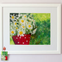 Daisies in Red Spotty Pot