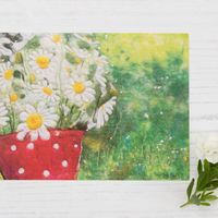 Daisies in Red Spotty Pot Greetings Card Daisies