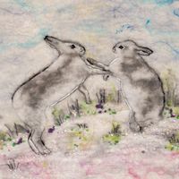 Mountain Hares in the Snow Giclee Print A3 Mountain hares