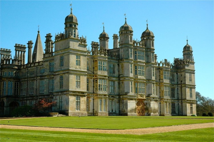 Burghley House, with turret rooms for eating sugar sweets