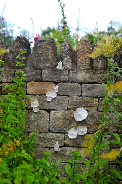 "I Found the Poems in the Fields" (detail) porcelain plants by Kathryn Parsons
