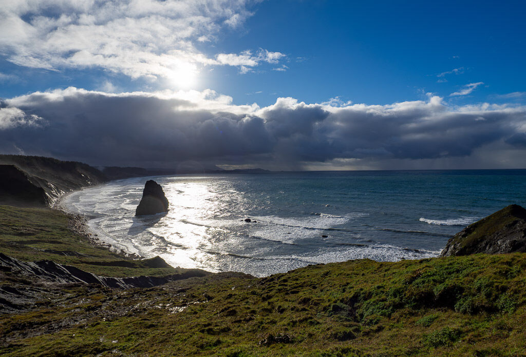 Winter sun looking S. from Cape Blanco