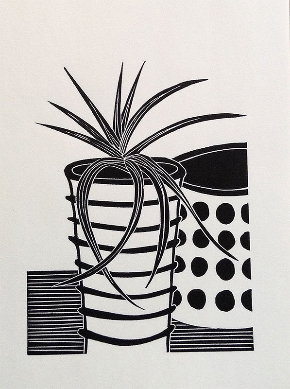 Kerry Day - Chlorophytum Comosum - Spider Plant Still Life - Lino Print