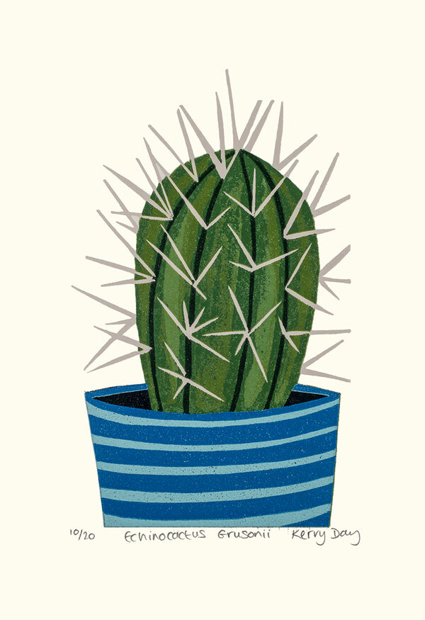 Kerry Day - Echinocactus Linocut Print