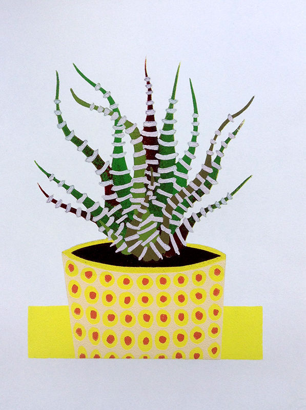 Kerry Day - Haworthia Fasciata II - Lino Print